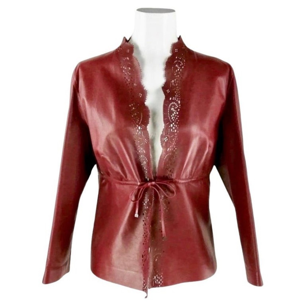 Gucci Tom Ford burgundy delicate cut leather jacket!
